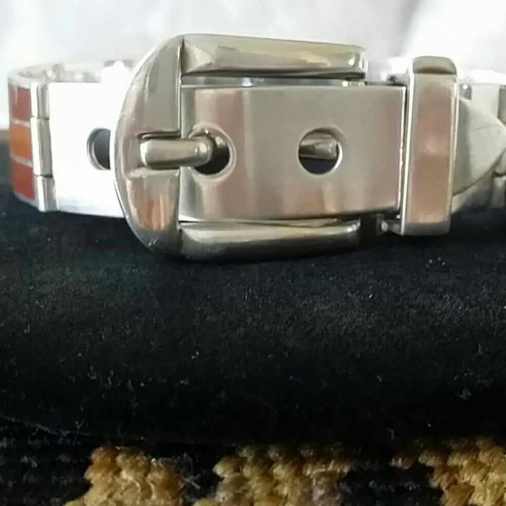 Gucci Vintg Sterling Enamel Buckle  Bracelet. - Picture 2 of 7